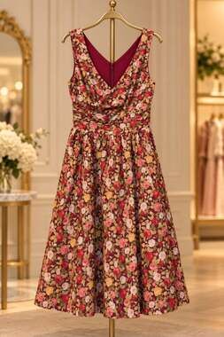 Dolly & Dotty Rose Floral Surplice Midi Dress UK 12 US 8 NWT Retro Style Cute